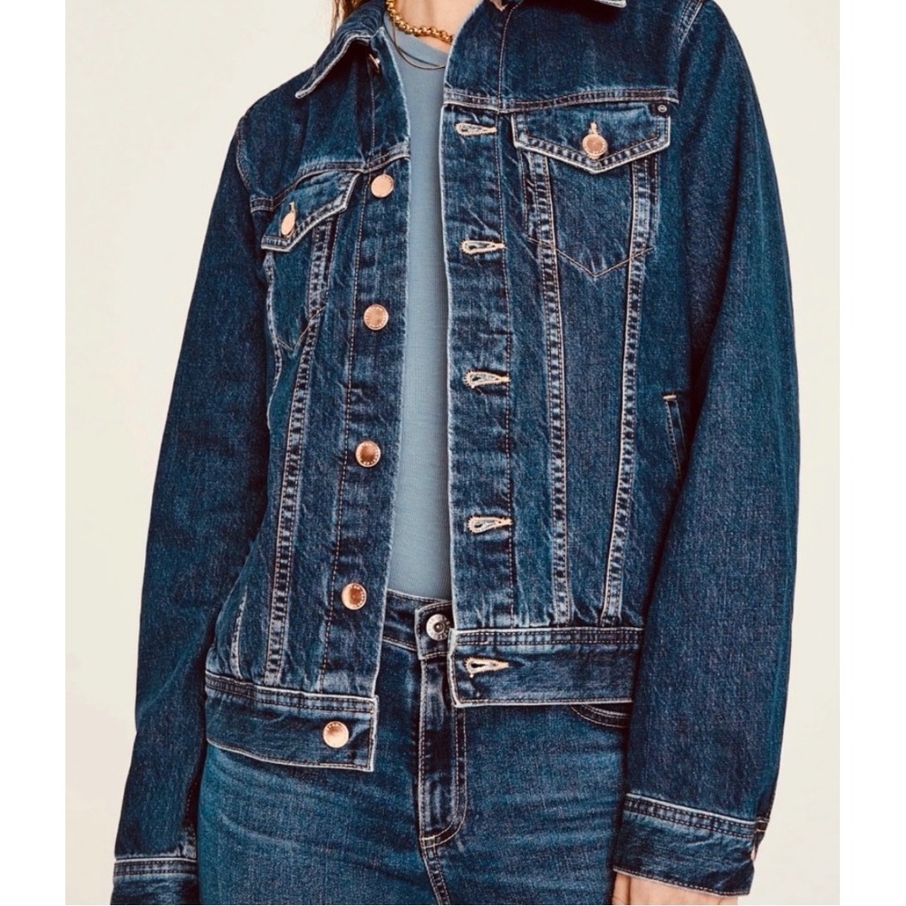 AG Adriano Goldschmied Mya Denim Jacket Dark‎ Indigo Blue Small 100% Cotton NEW
